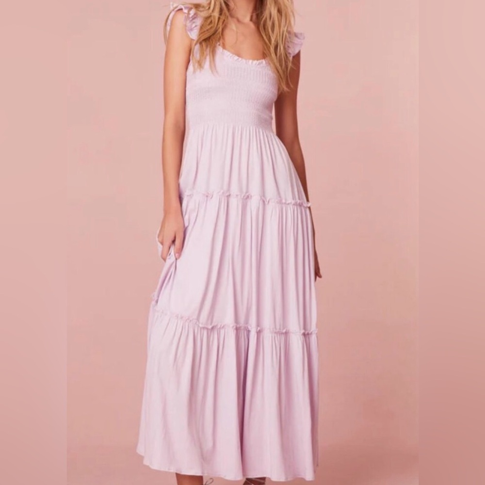 LoveShackFancy Size S • Lilac Chessie Maxi Dress Ruffle Tiered Cotton.